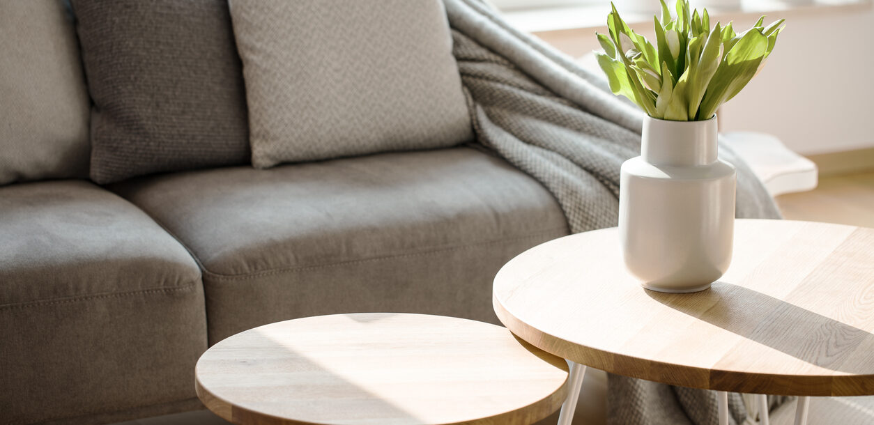 Natural grey living room interior